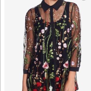 Catherine Malandrino sheer , black embroidered jacket. Sz XL